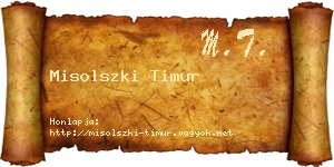 Misolszki Timur névjegykártya